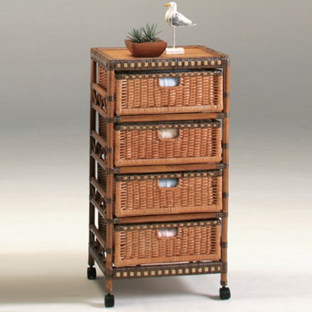 ラタン“4段ランドリー0465AB” 横浜元町生まれのカザマの籐家具