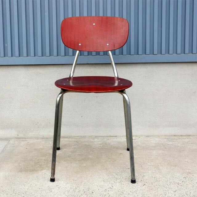 ヴィンテージ・スクールチェア赤茶｜北欧家具アンバーデザイン