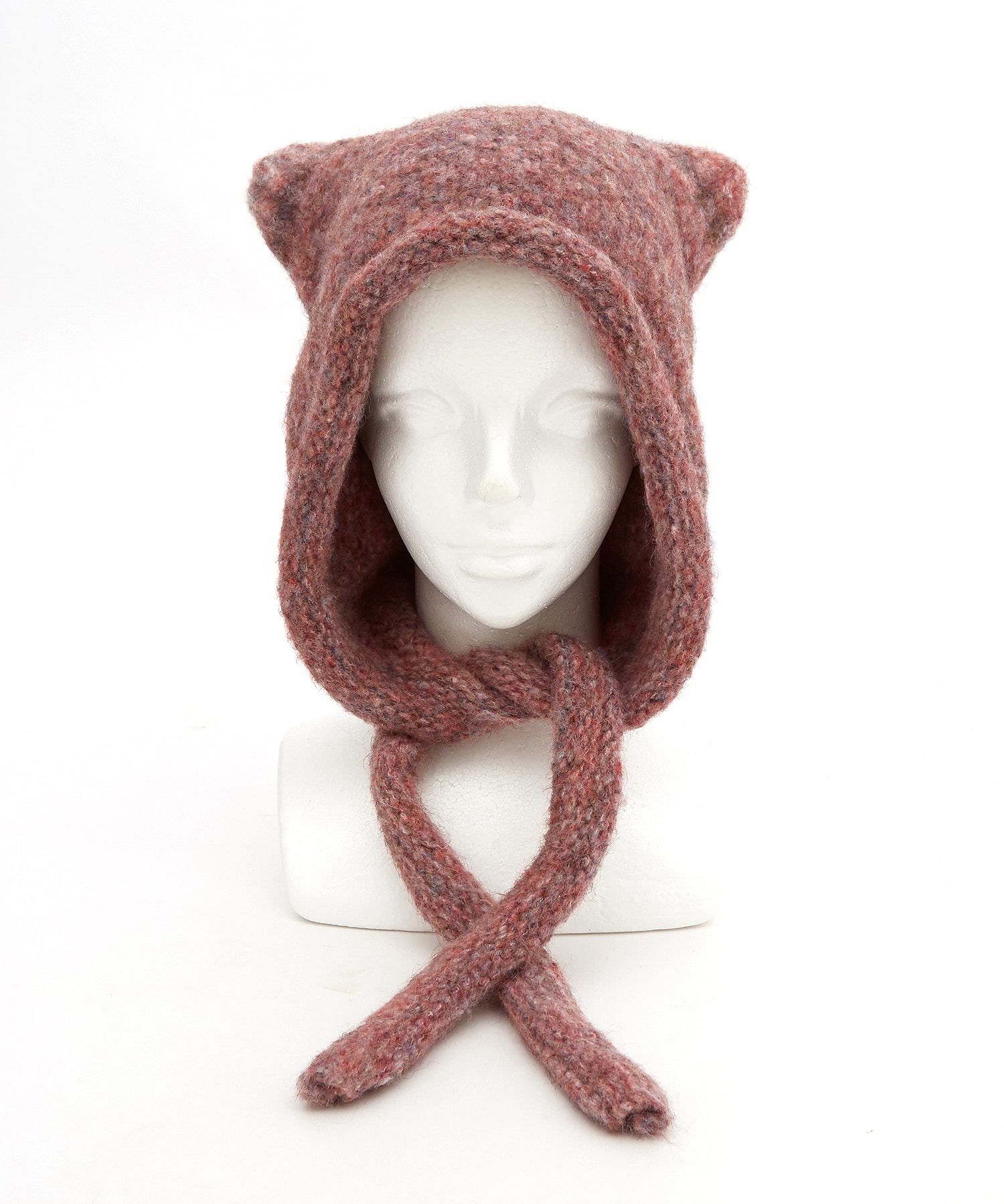 ネコ耳イヤーフラップコードネップニットキャップ / ユニセックス