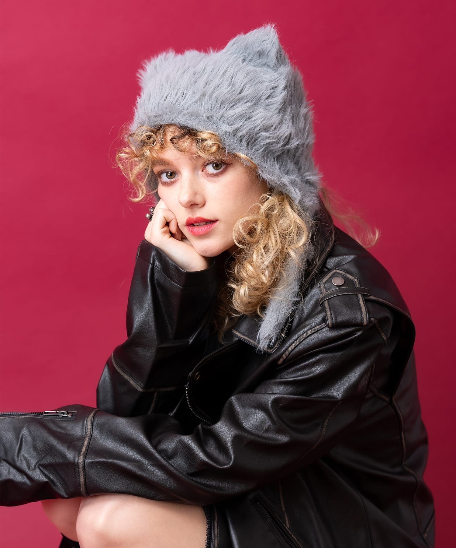 ネコ耳イヤーフラップファーニットキャップ / メンズ レディース ユニ