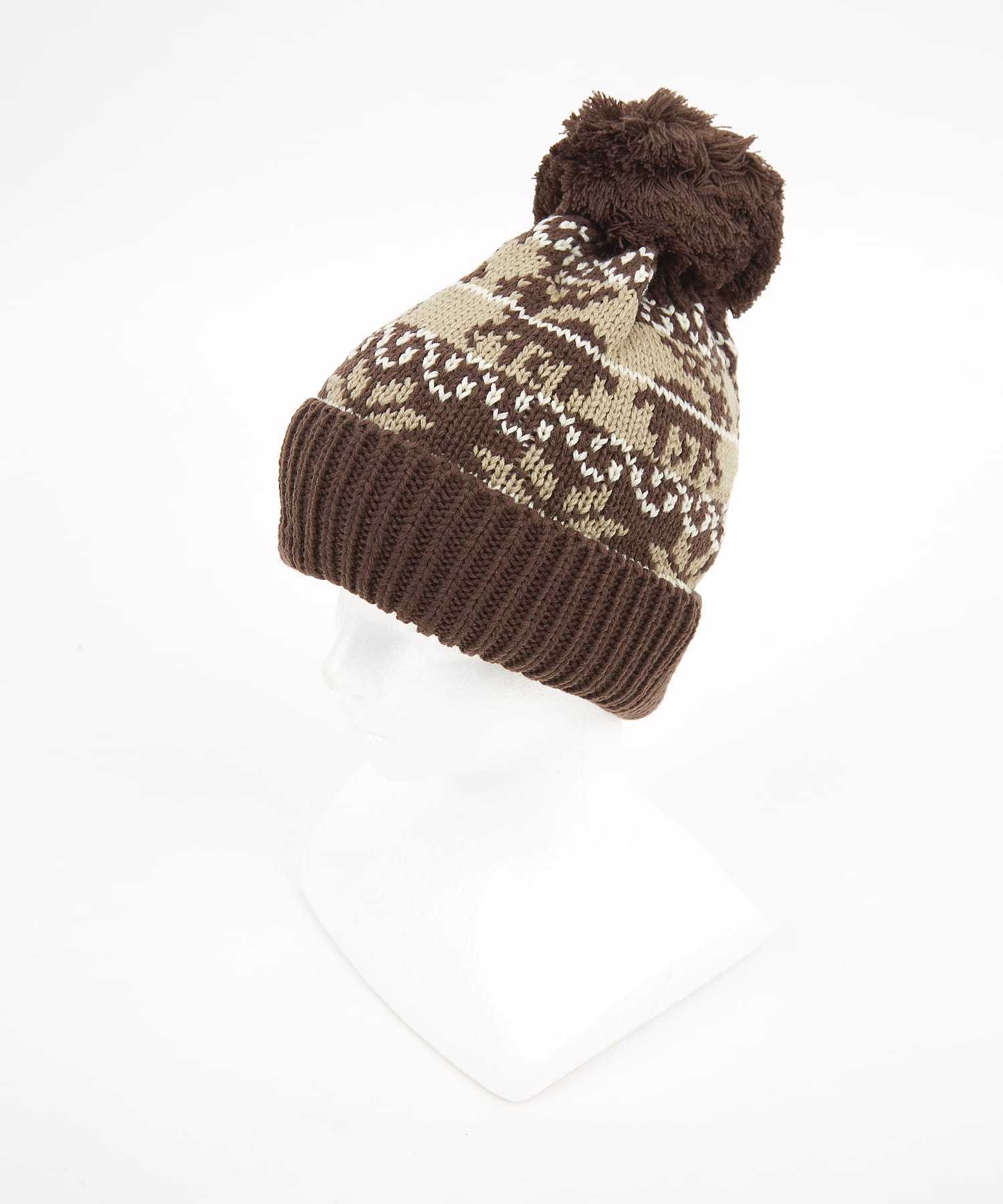 ノルディック柄ボンボンニット帽 / ニットキャップ メンズ レディース