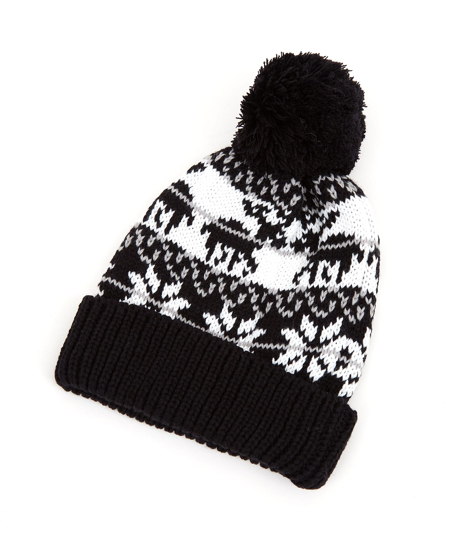 ノルディック柄ボンボンニット帽 / ニットキャップ メンズ レディース