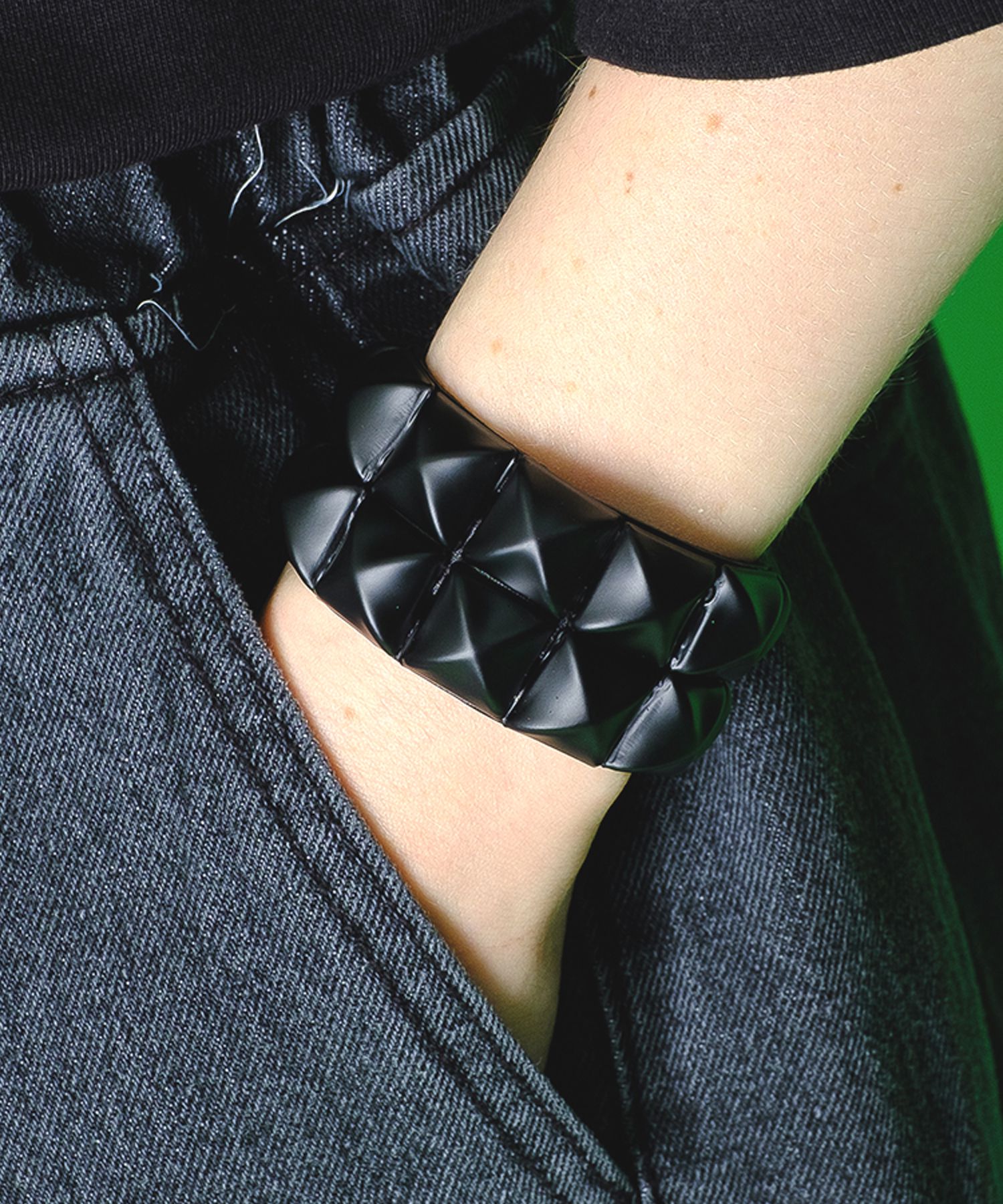 マットブラック2連スタッズレザーバングル ankoROCK(アンコロック