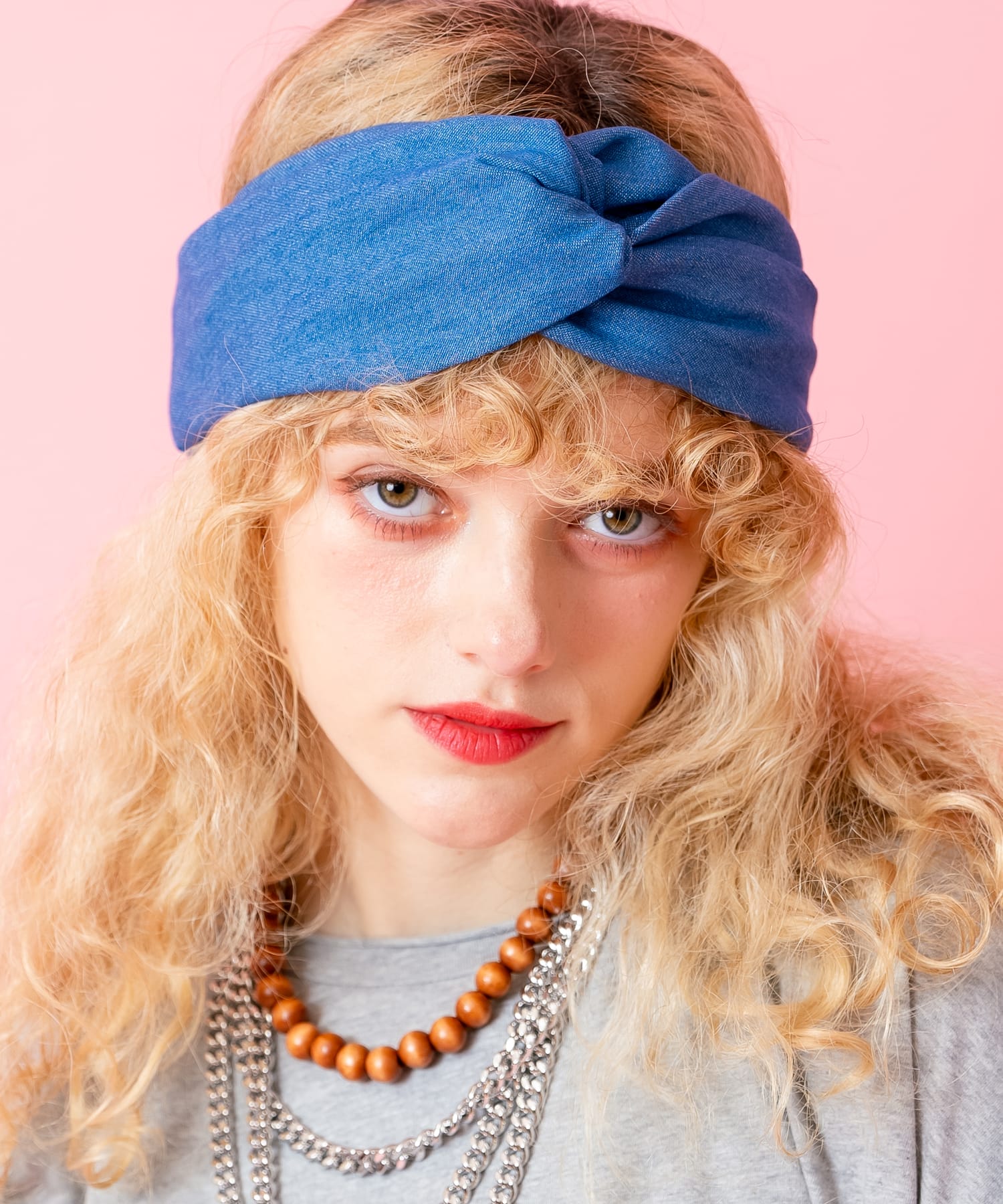 クロスボリュームデニムヘアターバン / ヘアバンド レディース メンズ