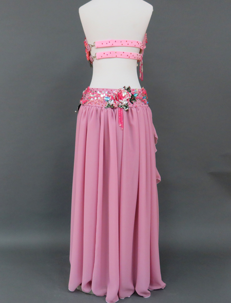 ベリーダンス衣装】くすみピンクが大人の上品さ♡両足スリットで