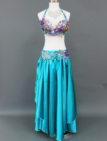 ベリーダンス衣装】艶やかなエメラルドグリーンが美しい♡ベリー