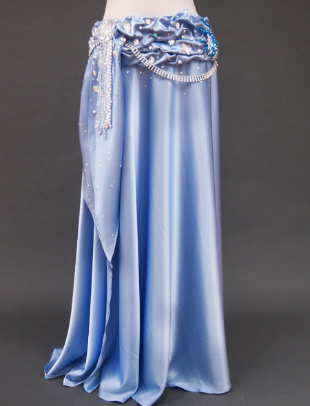 ベリーダンス衣装】清楚なブルーがドラマティック！光沢が魅力の水色の