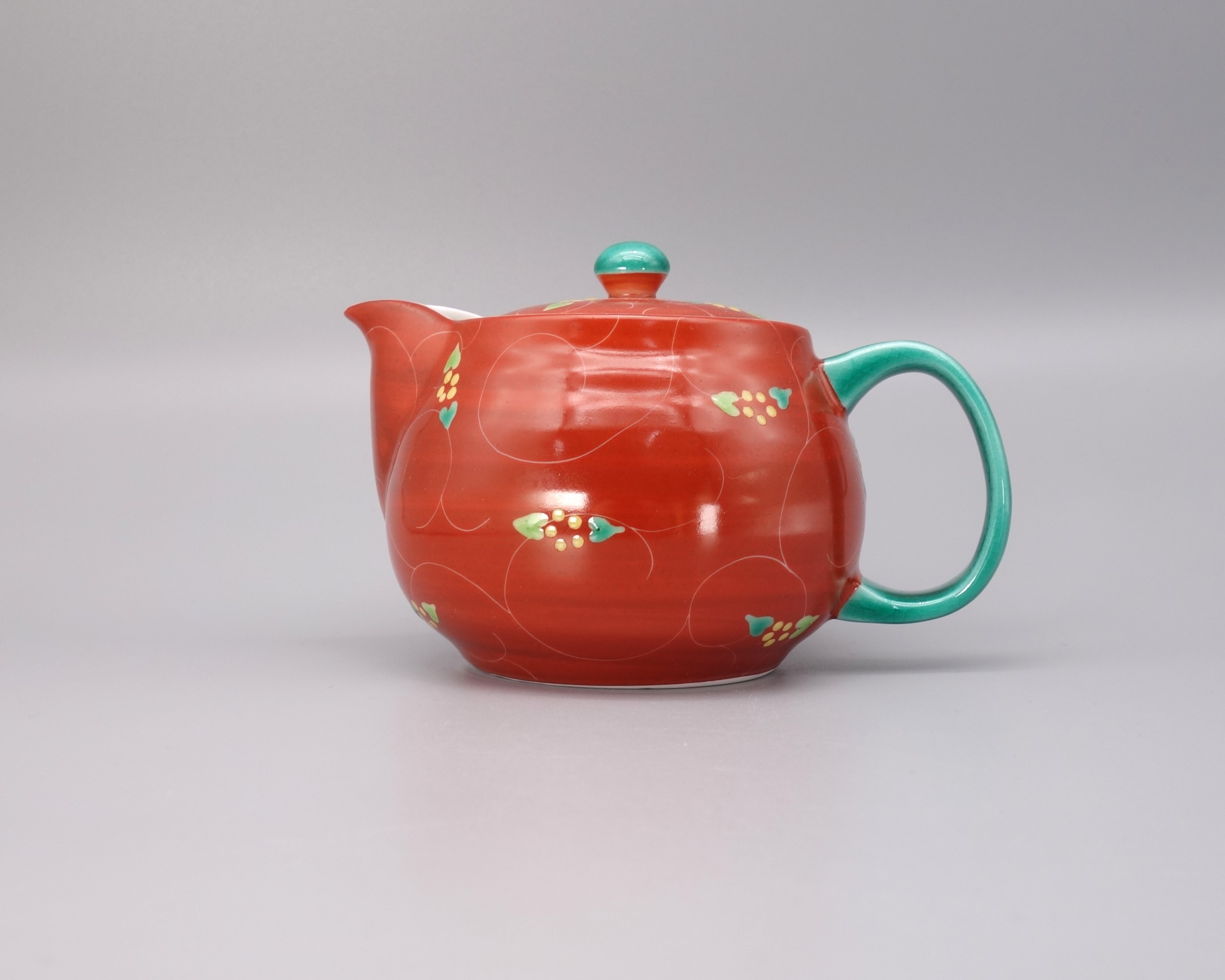 九谷焼 ポット急須（網付） 朱巻唐草 [ 河村澄香 ]