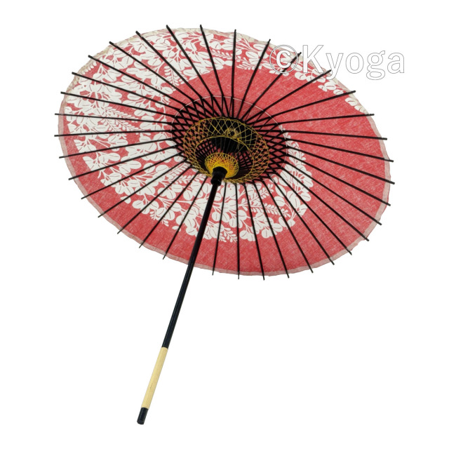 和傘・野点傘専門店 恭雅】 和傘 − 布傘 尺4 萩渦 朱色 舞傘仕様 継棒