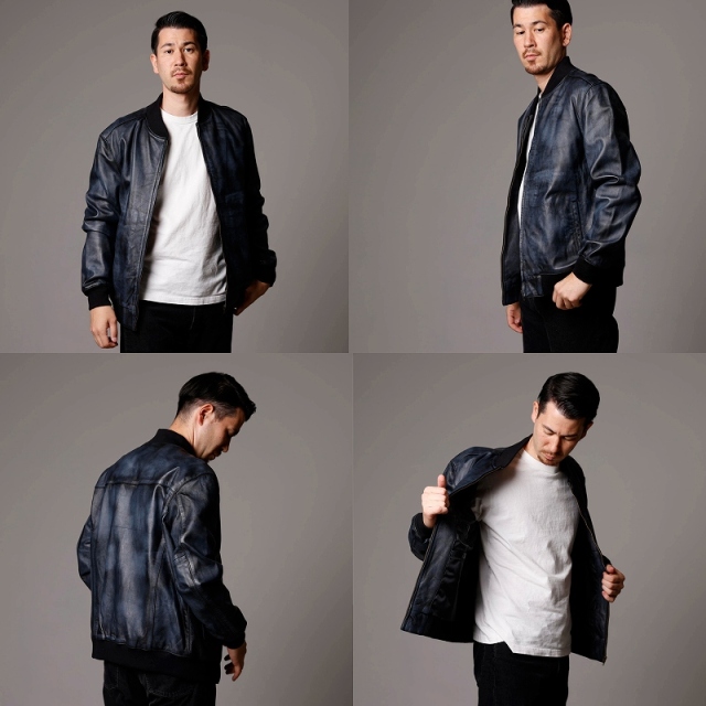 Mo-Laws ラム革 レザーブルゾン メンズ ブラック/ブラウン/ネイビー S