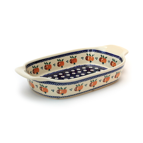 ハンドル付きオーブン皿・ポーリッシュポタリー(ポーランド食器)