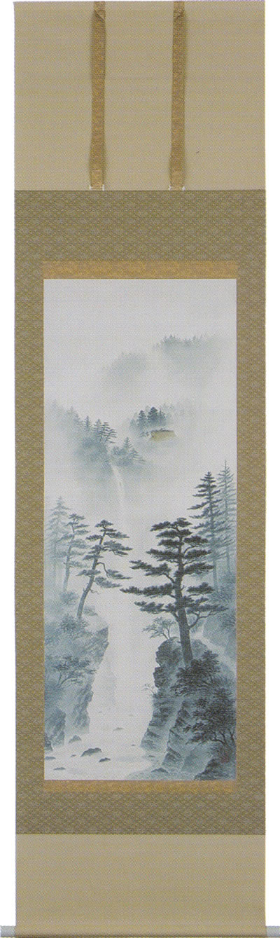 掛け軸 水墨山水 高橋健 別号晨 尺五立 【通販】