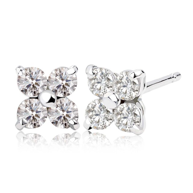 ピアス 両耳 ダイヤモンド 計 0.3ct 4石 フラワー pt900 プラチナ le56