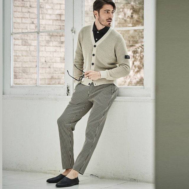 会員様限定SALE在庫限り]G-ZERO ストライプ サマーニット パンツ 軽量