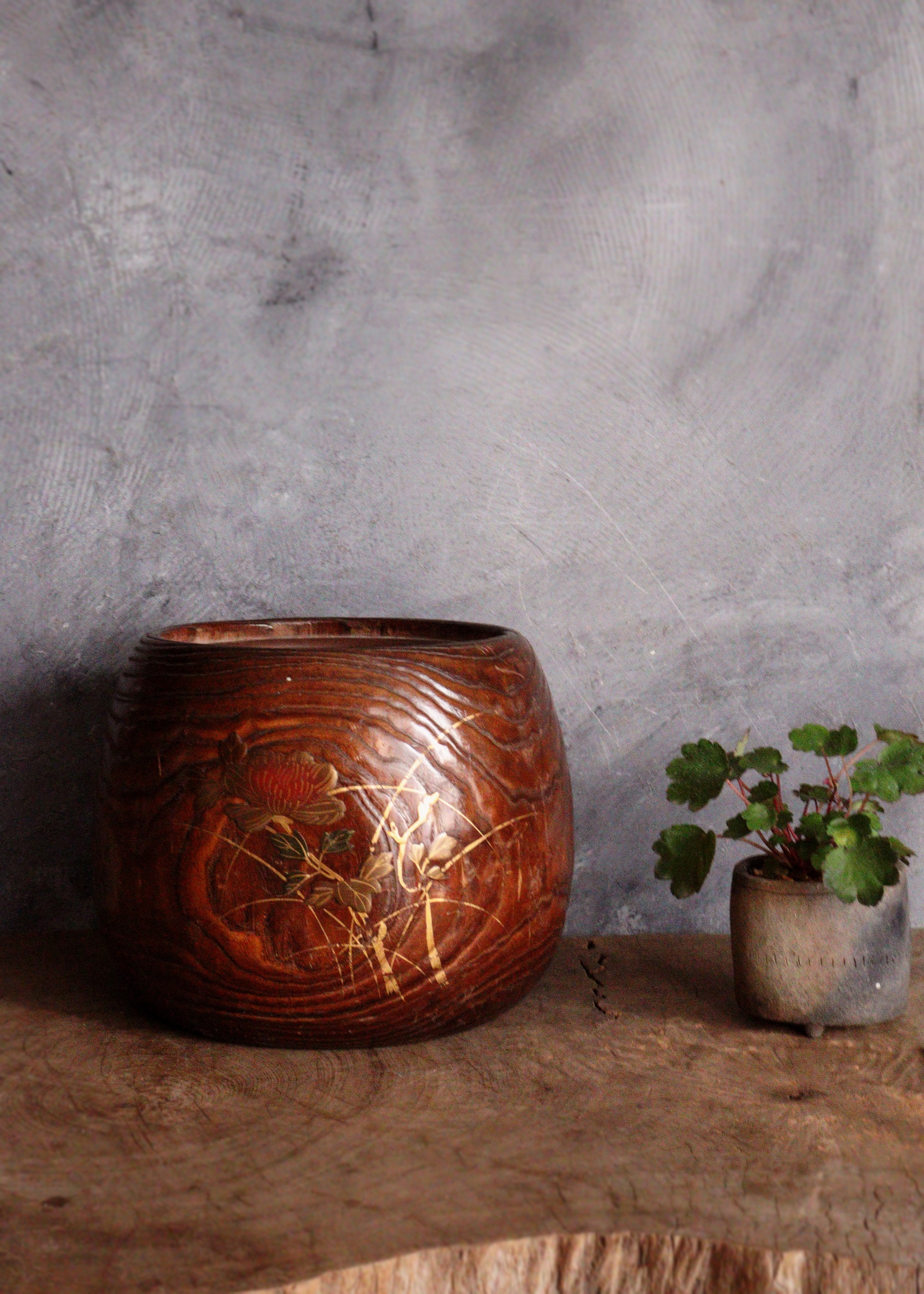 蒔絵火鉢 蒔絵手あぶり 民具 鉢カバーAntique Sam's Collection