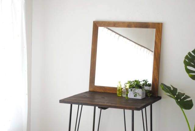 Leon レオンミラー ウォールミラー 壁掛け 鏡 アンティーク調 天然木