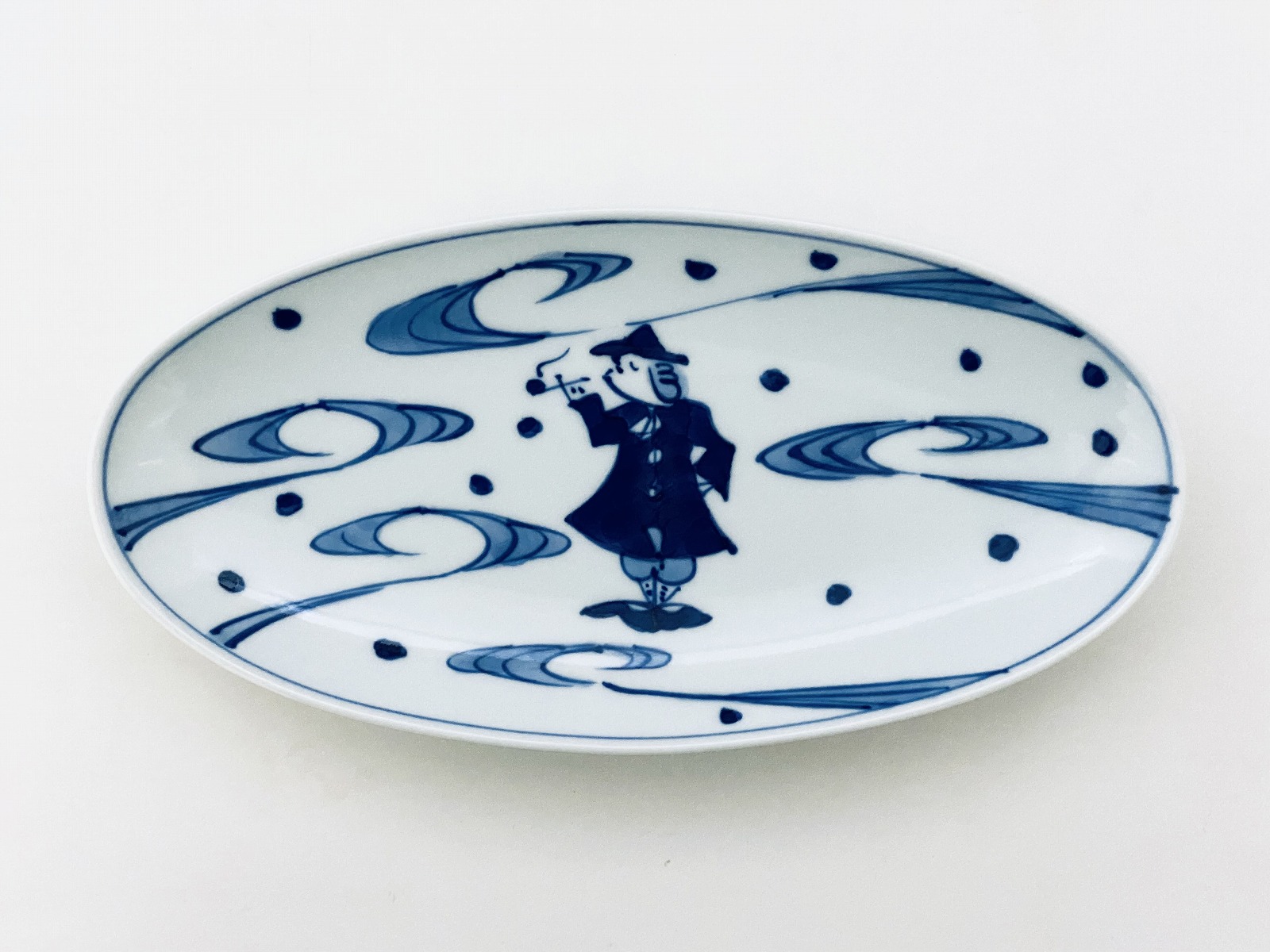 有田焼 青花 小判パーティー皿 EDO