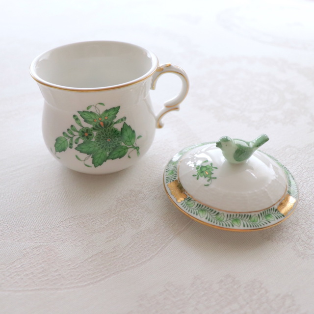 Herend ヘレンド アポニーグリーン ラージクリームカップ (*カップ＆蓋