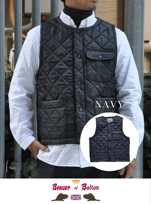 Beaver of Bolton ビーバーオブボルトン ノーカラー キルティング