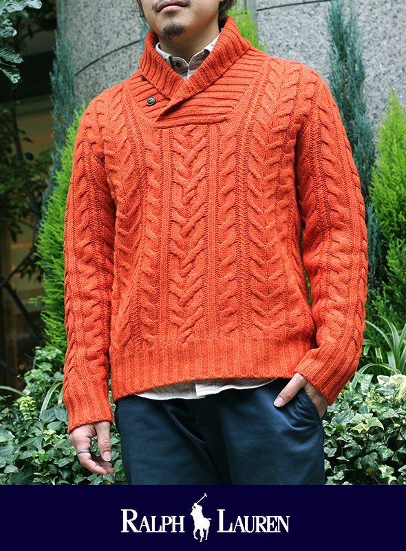 POLO RALPH LAUREN ポロ ラルフローレン SHAWL COLLAR CABLE KNITを