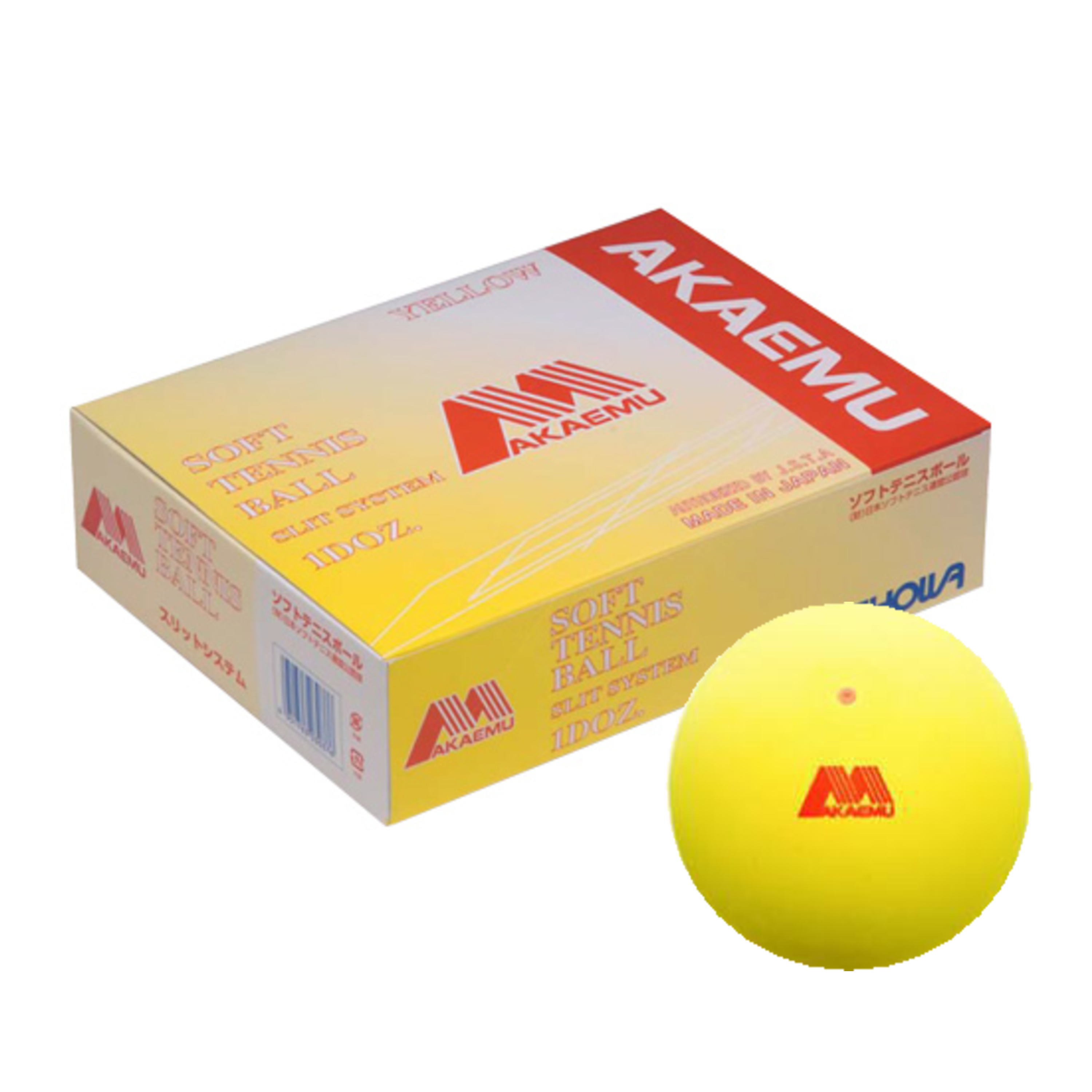 アカエム ソフトテニスボール 公認球 1ダース（箱）イエロー 品番：M-30300