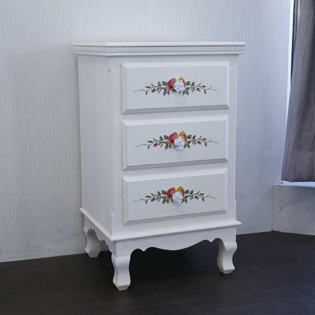 ロースペイント 3段チェスト(ナイトテーブル)｜おしゃれな姫家具通販