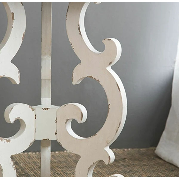 シャビーシック アンティークホワイト サイドテーブル（ミラー天板