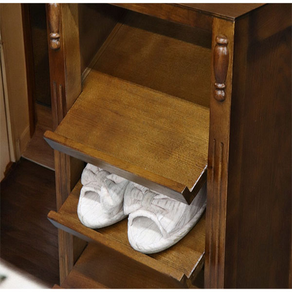 送料無料】 英国調 アンティークオークコレクション スリッパラック