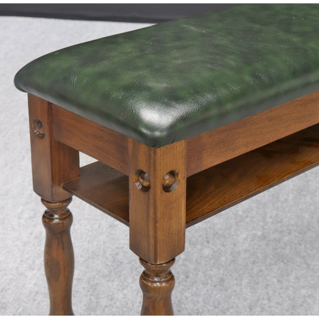 英国調デザイン オーク材使用 ロングスツール 玄関スツール グリーン