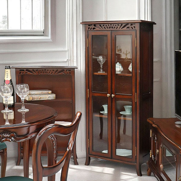 マリナカッシーリ アンティーク調 コンパクトショーケース（本棚・食器