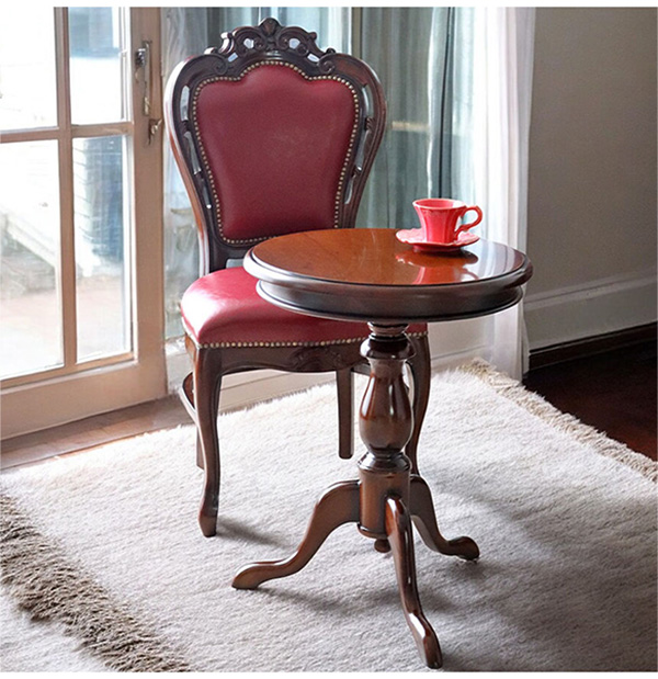 マホガニー材使用 マリナカッシーリ ラウンドサイドテーブル（コーヒー