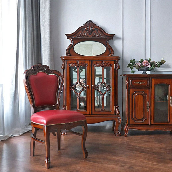 マリナカッシーリ 猫脚 ダイニングチェア (ワインボルドー 合皮）｜Y