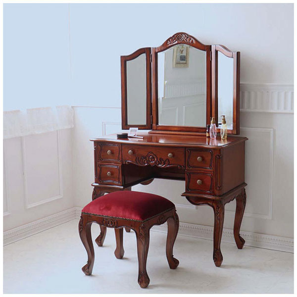 三面鏡ドレッサー(ブラウン)｜高級マホガニー家具VENECHIA｜おしゃれ
