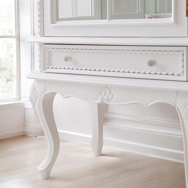 デラックスショーケース 輸入家具 猫脚 飾り棚 姫系 おしゃれ 白家具