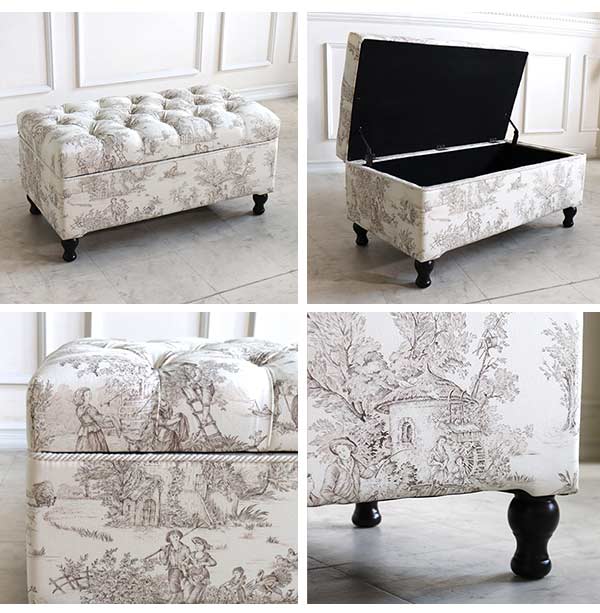 ジェニファーテイラー 収納付きベンチ Toile de Jouy｜おしゃれ