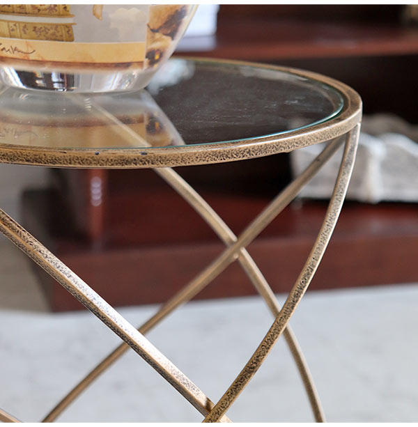 アイアンガラス サイドテーブル Φ31cm｜おしゃれインテリア 家具通販 Y