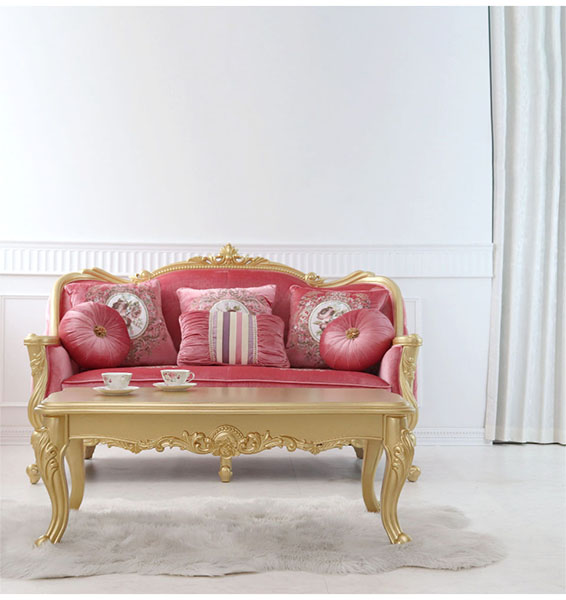 ピンクゴールド 2シーターソファ 2人掛け ソファー 猫脚 輸入家具 高級