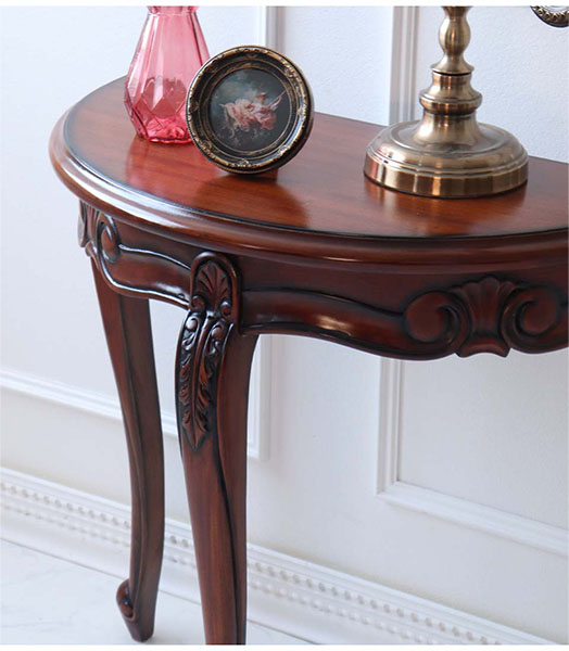 猫脚 コンソール 花台 幅74cm 半円 おしゃれ アンティーク スリム