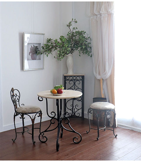 アンティーク調 大理石使用 ラウンドテーブル 幅60cm｜Y-KAGU(輸入家具