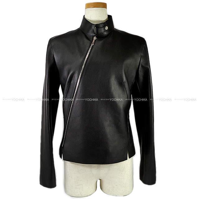 HERMES エルメス レディース シングル バイカー ライダースブルゾン 黒