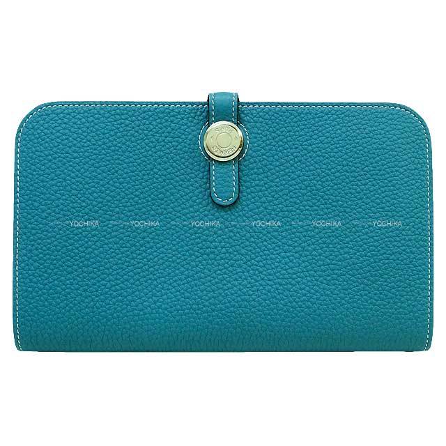 HERMES エルメス 長財布 ドゴン GM ブルージーン トゴ シルバー金具