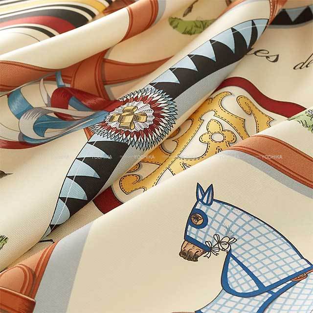 HERMÈS シルクスカーフ 馬とキャメル柄
