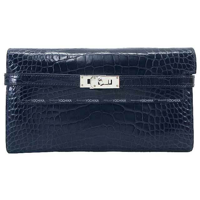 HERMES エルメス 長財布 ケリーウォレット クラシック ブルーマリン
