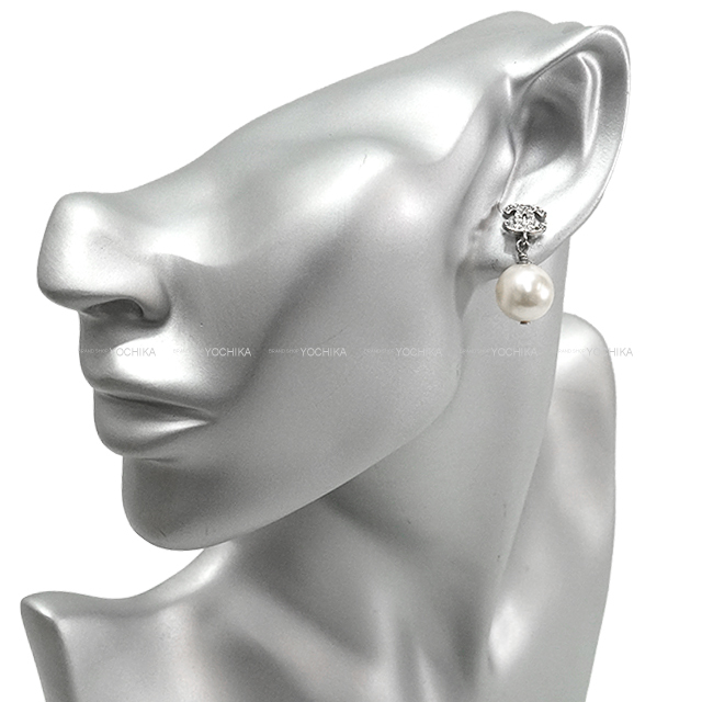 CHANEL シャネル ピアス ココマーク パール付 ラインストーン フェイク