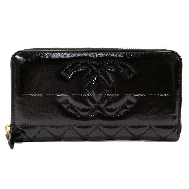 CHANEL シャネル ステッチ ココマーク マトラッセ ラウンドファスナー