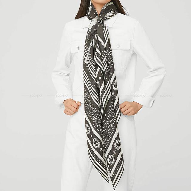 HERMES エルメス スカーフ カレ140 馬着 バンダナ グリトープX黒