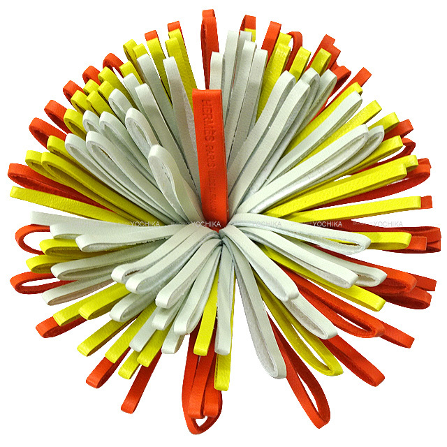 HERMES エルメス キーホルダー カルメン トリコロール オレンジ