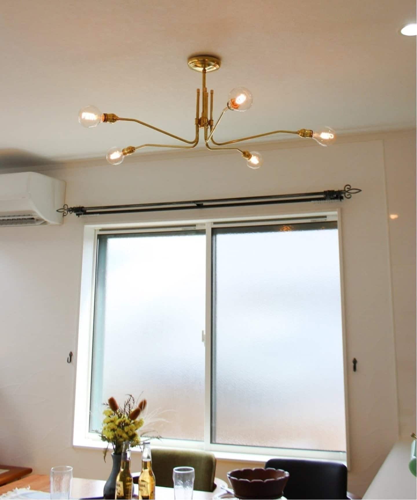 SOLID BRASS LAMP MEDIUM LONG 5ARM BRASS ソリッドブラスランプ（照明