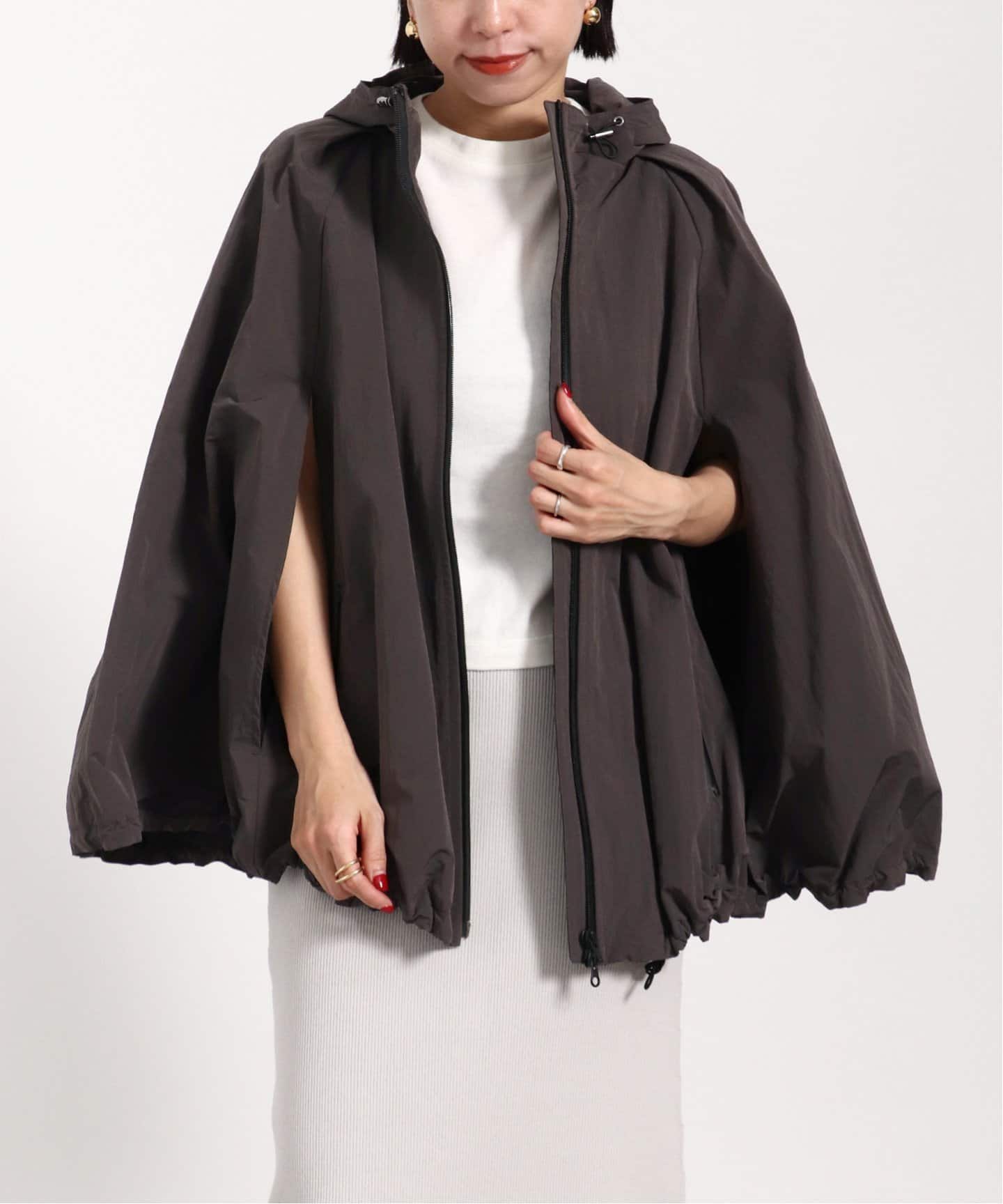 ヴェルメイユ Vermeil par iena グレー ポンチョ・ケープコート 【公式