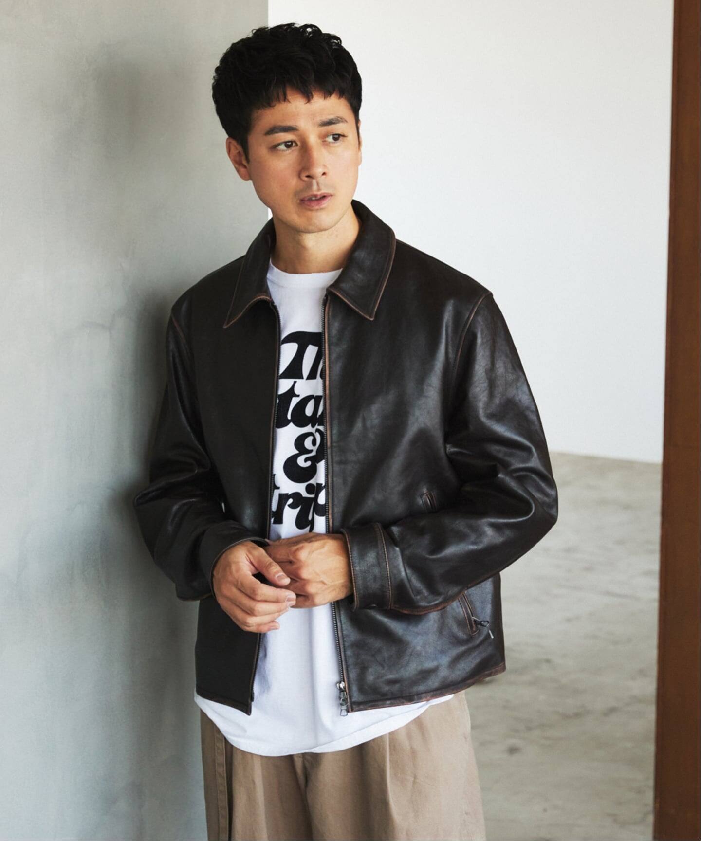 ラムレザー フレンチアンティーク ライダースジャケット（レザー